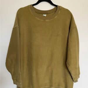 aerie Green Ribbed Crewneck Sweater